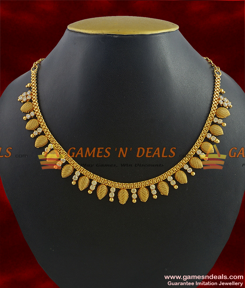 NCKN315 - Choker Type White AD Stone Necklace Party Wear Design Online NCKN315 - Choker Type White AD Stone Necklace Party Wear Design Online