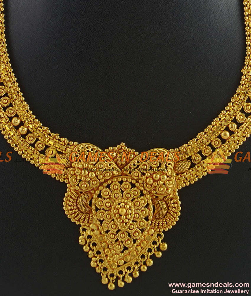 NCKN320 - Traditional Kolkata Choker Type Gold Plated Imitation Necklace