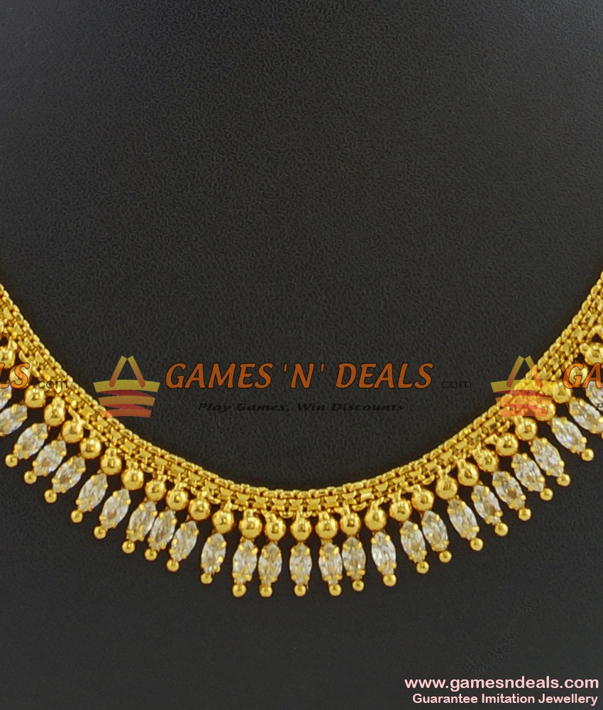 NCKN335 - 24ct Pure Gold Plated Bridal Wear Full Zircon Stone Necklace