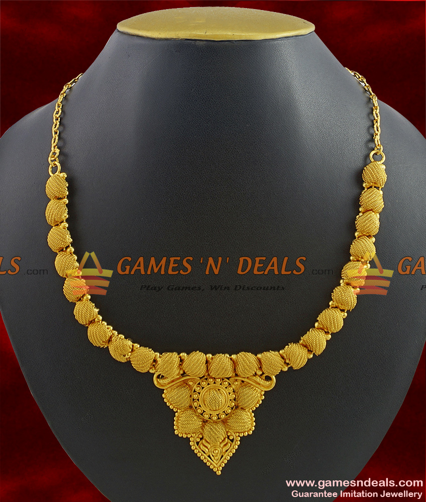 NCKN340 - Traditional Kolkata Choker Type Gold Plated Imitation Necklace