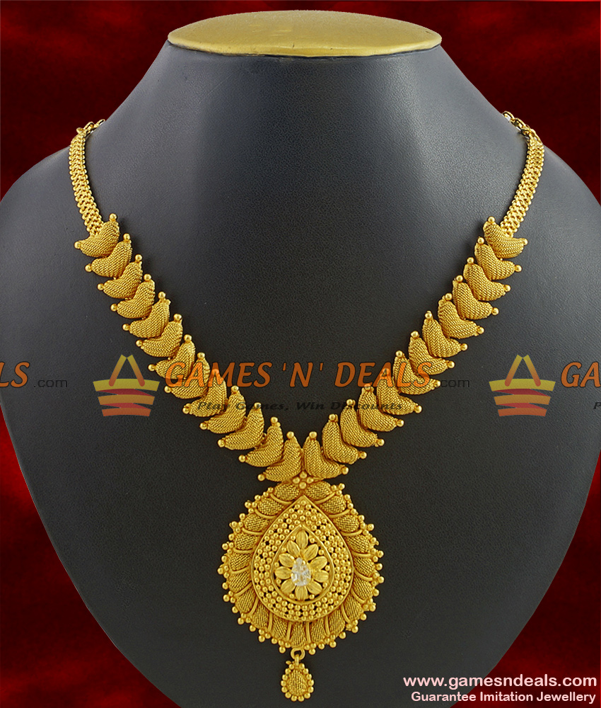 NCKN345 - Beautiful Party Wear Stone Necklace Guarantee Gold Plated Kerala Jewelry NCKN345 - Beautiful Party Wear Stone Necklace Guarantee Gold Plated Kerala Jewelry