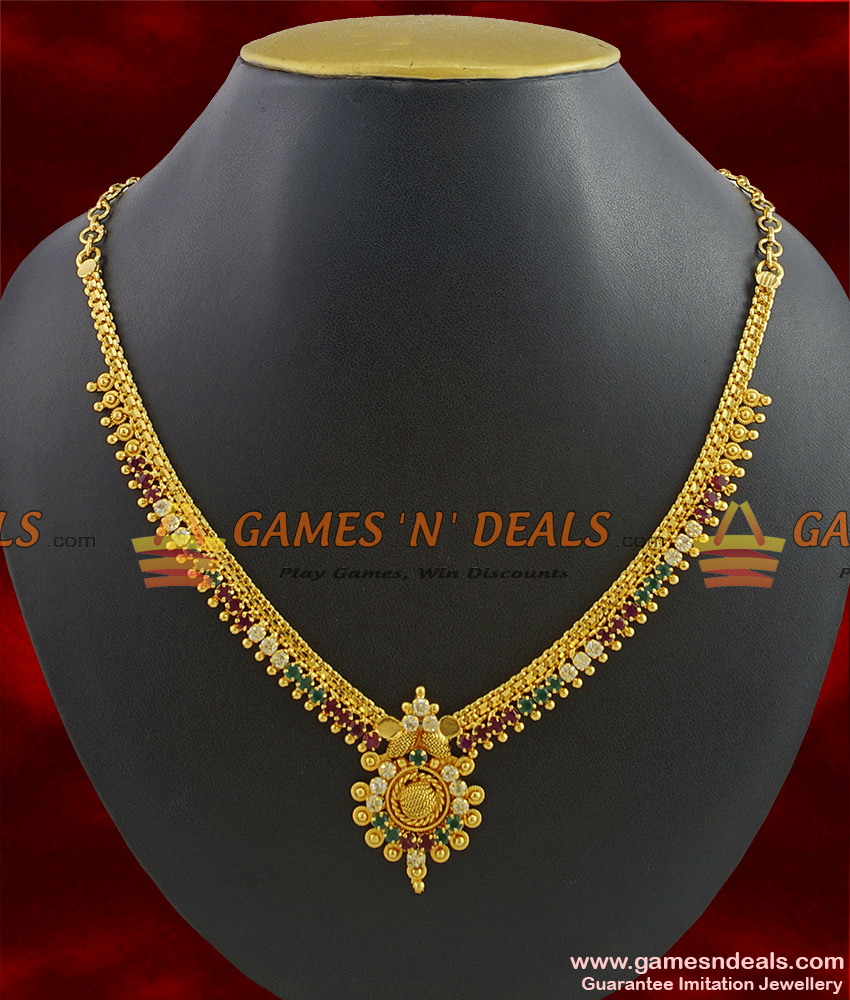 NCKN347 - Semi Precious AD Stone Guarantee Imitation Bridal Necklace