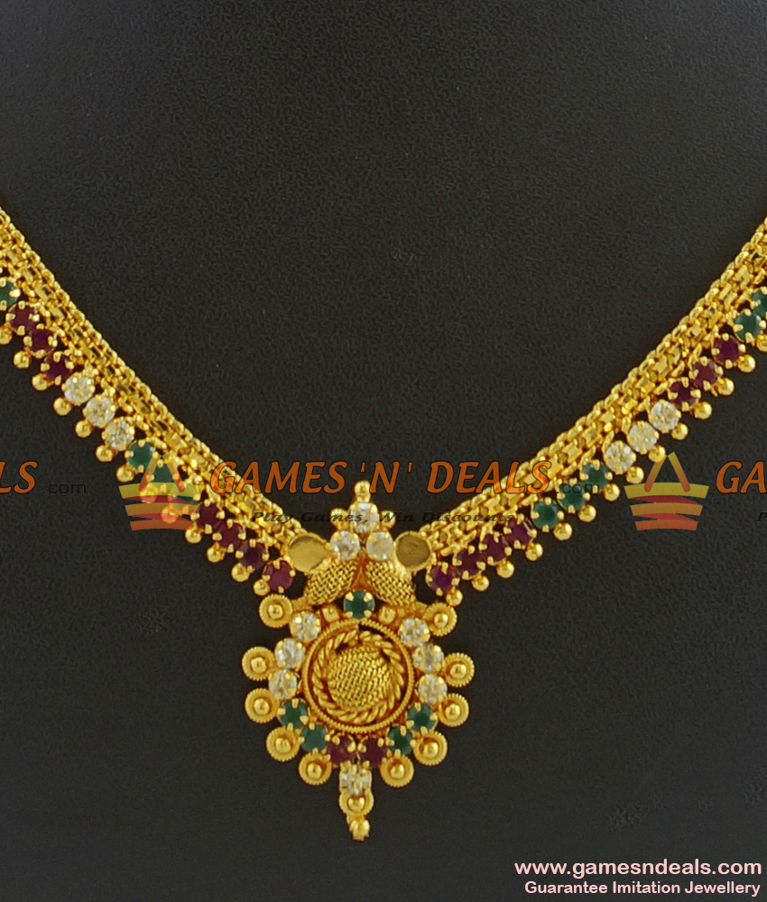 NCKN347 - Semi Precious AD Stone Guarantee Imitation Bridal Necklace NCKN347 - Semi Precious AD Stone Guarantee Imitation Bridal Necklace