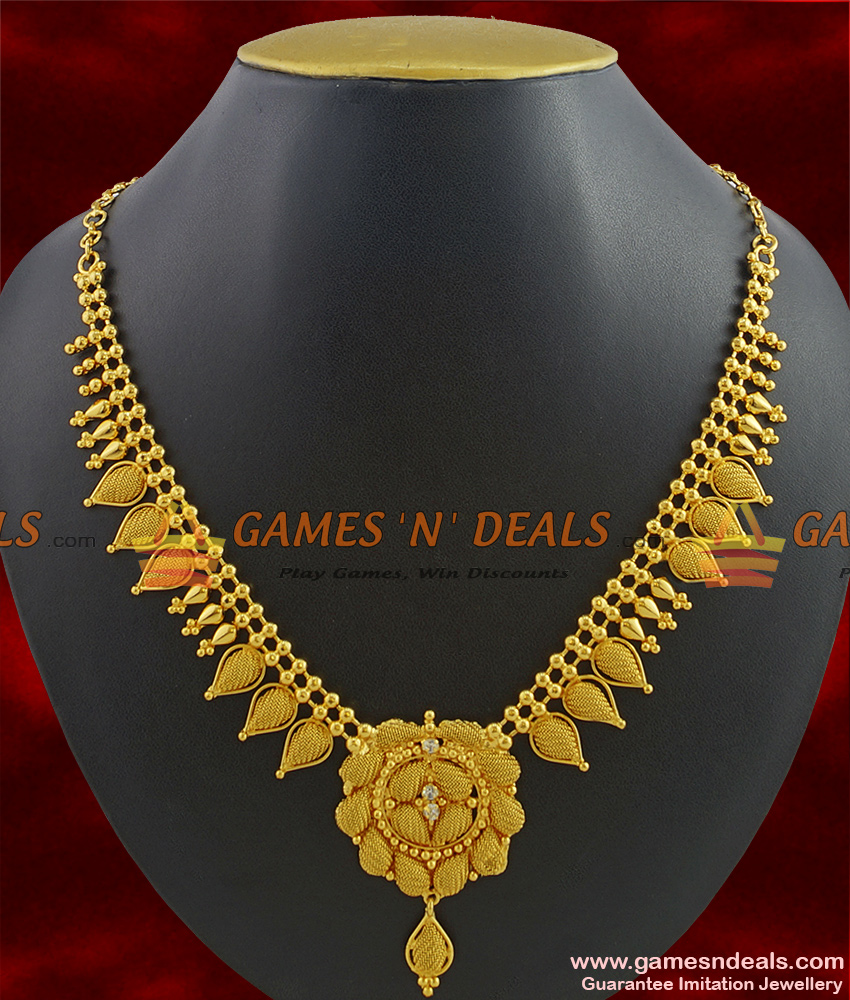 NCKN359 - South Indian Gold Plated Party Wear Imitation Necklace NCKN359 - South Indian Gold Plated Party Wear Imitation Necklace