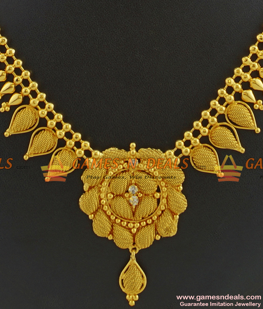 NCKN359 - South Indian Gold Plated Party Wear Imitation Necklace NCKN359 - South Indian Gold Plated Party Wear Imitation Necklace