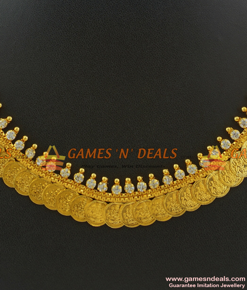 NCKN368 - Gold Plated Lakshmi Kasu Malai Necklace South Indian Design NCKN368 - Gold Plated Lakshmi Kasu Malai Necklace South Indian Design