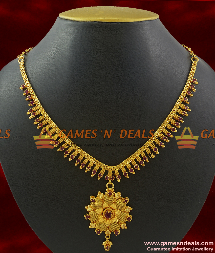 NCKN369 - Latest Semi Precious AD Stone Guarantee Imitation Bridal Necklace NCKN369 - Latest Semi Precious AD Stone Guarantee Imitation Bridal Necklace