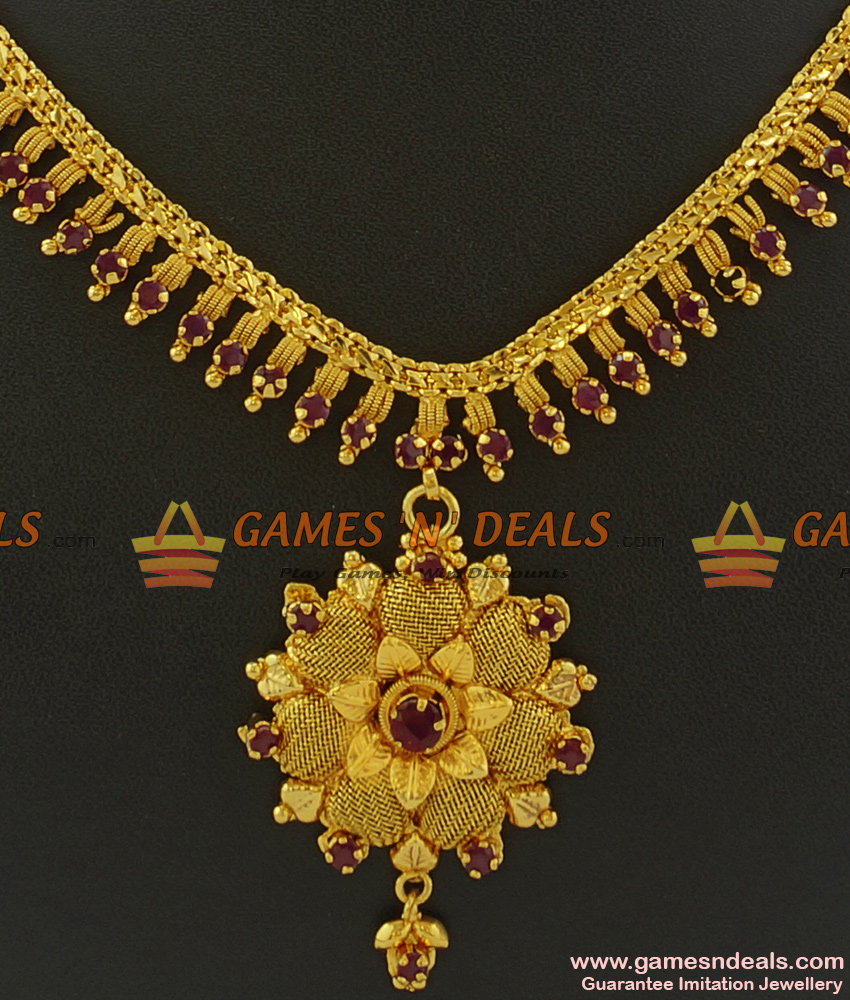 NCKN369 - Latest Semi Precious AD Stone Guarantee Imitation Bridal Necklace NCKN369 - Latest Semi Precious AD Stone Guarantee Imitation Bridal Necklace