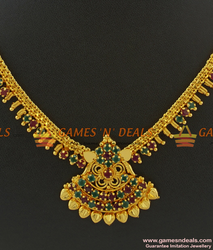 NCKN371 - AD Multi Stones Grand Bridal Wear Guarantee Imitation Necklace NCKN371 - AD Multi Stones Grand Bridal Wear Guarantee Imitation Necklace