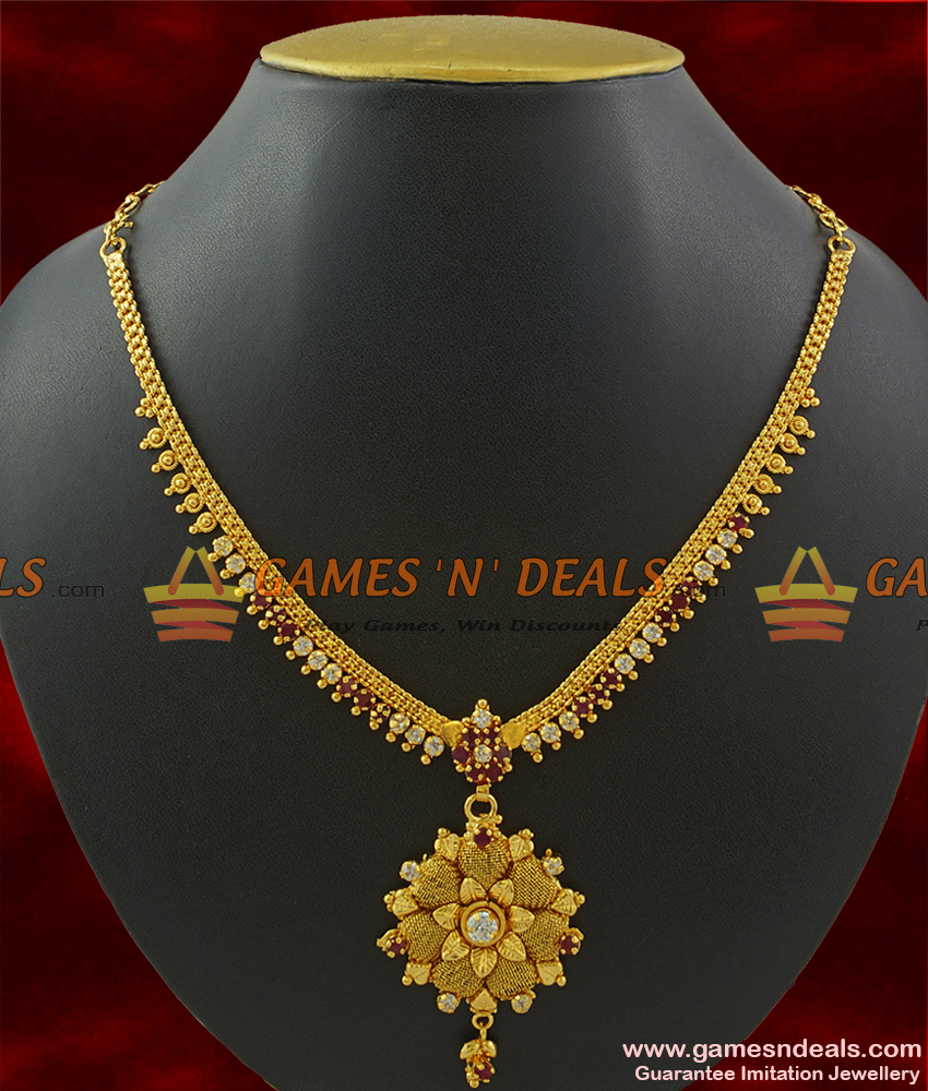NCKN374 - Latest Semi Precious AD Stone Guarantee Imitation Bridal Necklace NCKN374 - Latest Semi Precious AD Stone Guarantee Imitation Bridal Necklace