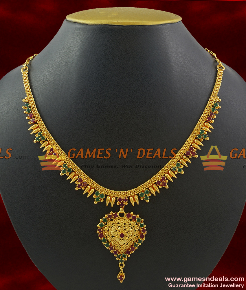 NCKN376 - High On Fashion Sparkling Kerala Design Imitation Necklace