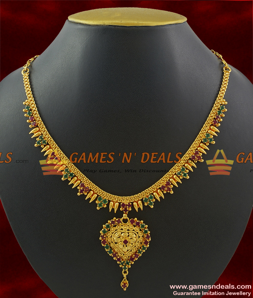 NCKN376 - High On Fashion Sparkling Kerala Design Imitation Necklace NCKN376 - High On Fashion Sparkling Kerala Design Imitation Necklace