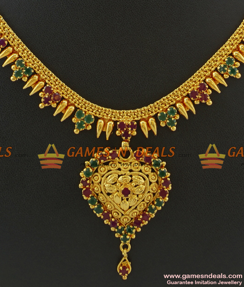NCKN376 - High On Fashion Sparkling Kerala Design Imitation Necklace NCKN376 - High On Fashion Sparkling Kerala Design Imitation Necklace
