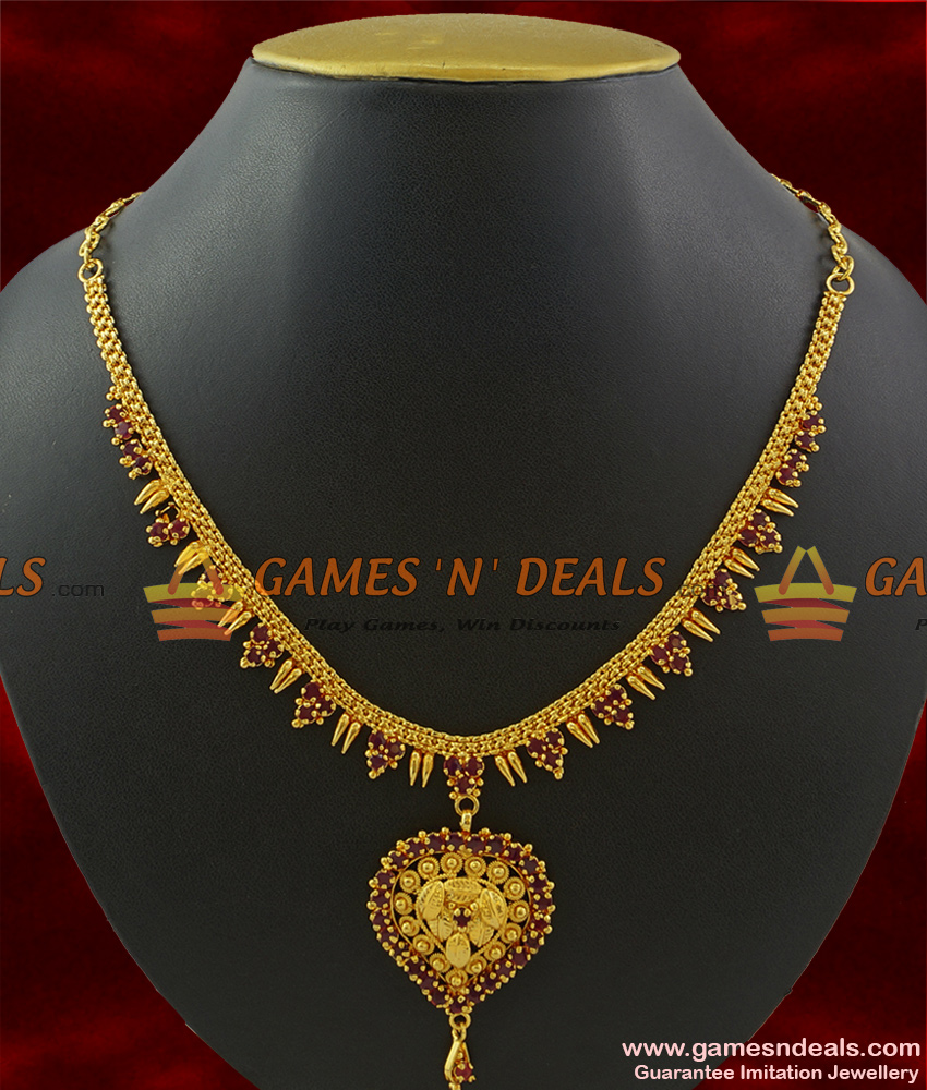 NCKN377 - High On Fashion Sparkling Kerala Design Imitation Necklace NCKN377 - High On Fashion Sparkling Kerala Design Imitation Necklace