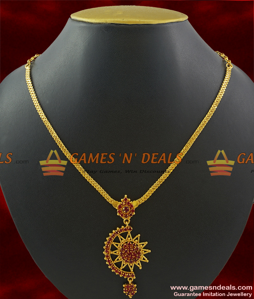 NCKN382 - Trendy Semi-Precious Ruby Stone Necklace Imitation Jewelry