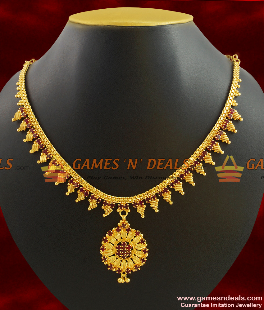 NCKN390 - Semi Precious AD Stone Imitation Jewelry Latest Necklace Design Online