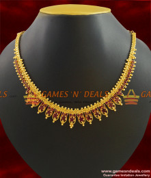 NCKN393 - First Quality Ruby Stone Mullaipoo Necklace Guarantee Imitation Jewelry