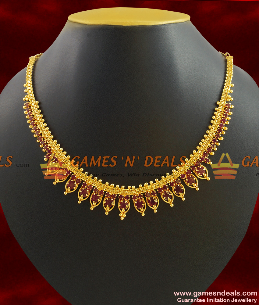 NCKN393 - First Quality Ruby Stone Mullaipoo Necklace Guarantee Imitation Jewelry
