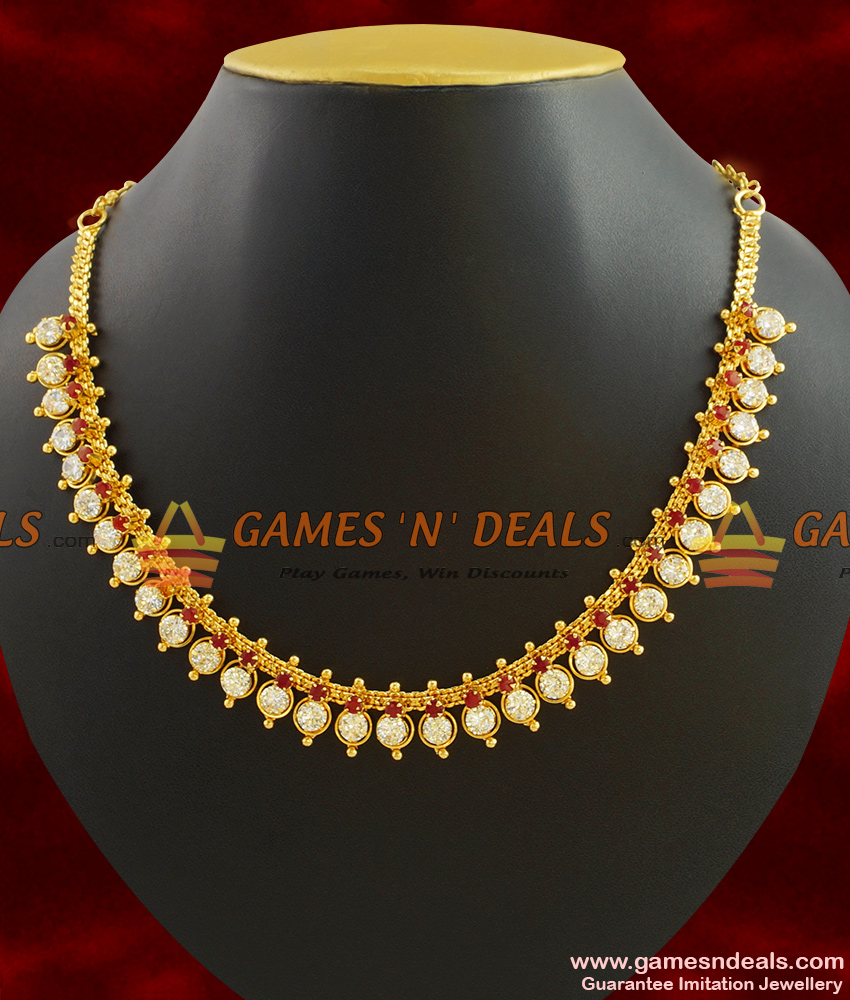 NCKN394 - Sparkling Big AD White Stone Choker Type Imitation Necklace Online