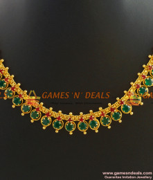 NCKN395 - Attractive Big Emerald Stone Choker Type Imitation Necklace Online
