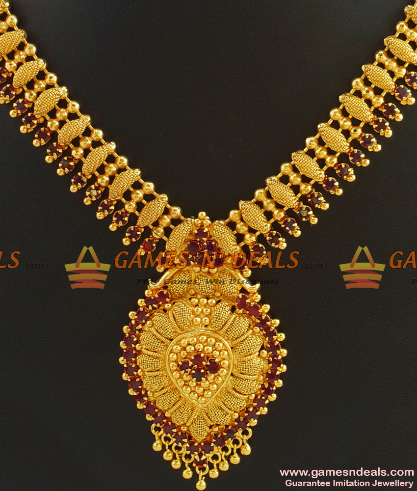 NCKN398 - Grand Bridal Necklace Guarantee Ruby Stone Imitation Jewellery