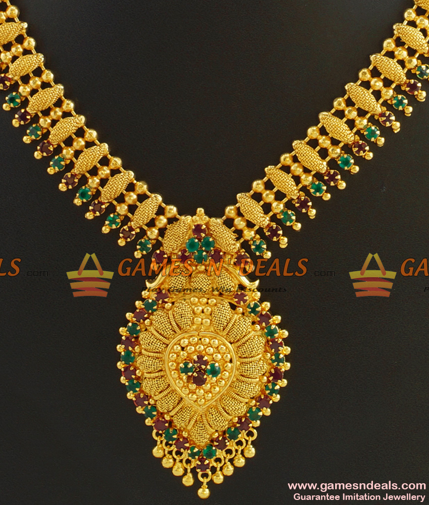 NCKN399 - Grand Bridal Necklace Guarantee Ruby Stone Imitation Jewellery