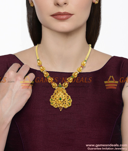 Ruby Emerald Stones Necklace Party Wear 