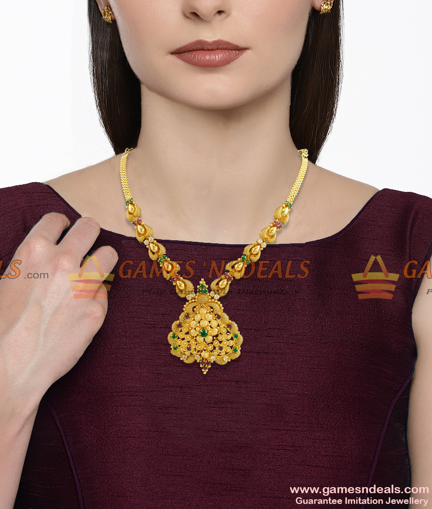 Ruby Emerald Necklace Party Wear Imitation Jewellery Latest Design NCKN405