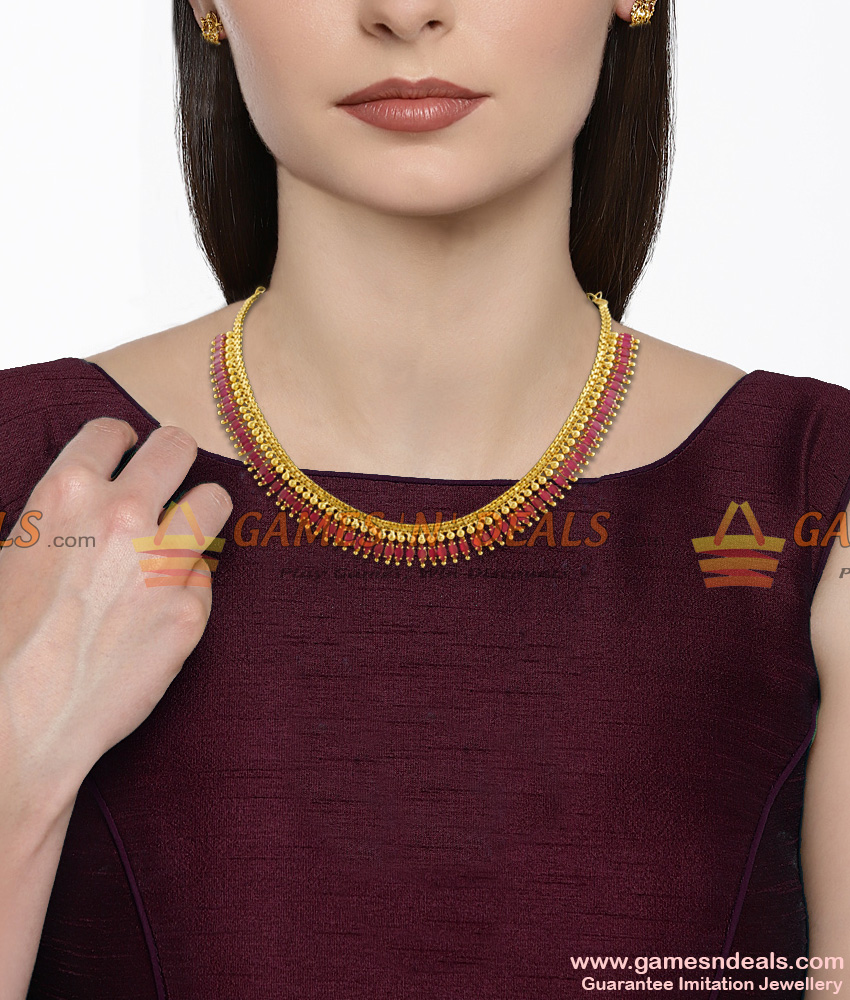 Grand Bridal Ruby Stone Necklace Set for Bride/Women NCKN406 Grand Bridal Ruby Stone Necklace Set for Bride/Women NCKN406