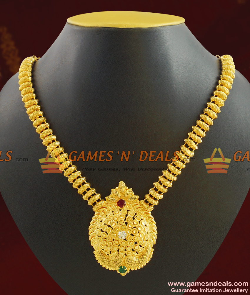 Latest Kerala Necklace Design AD Stone Handcrafted Jewelry NCKN408