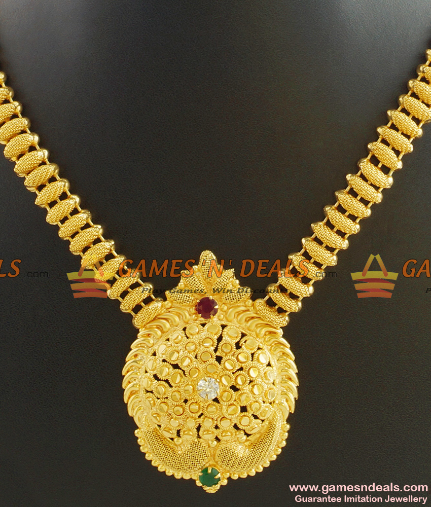 Latest Kerala Necklace Design AD Stone Handcrafted Jewelry NCKN408
