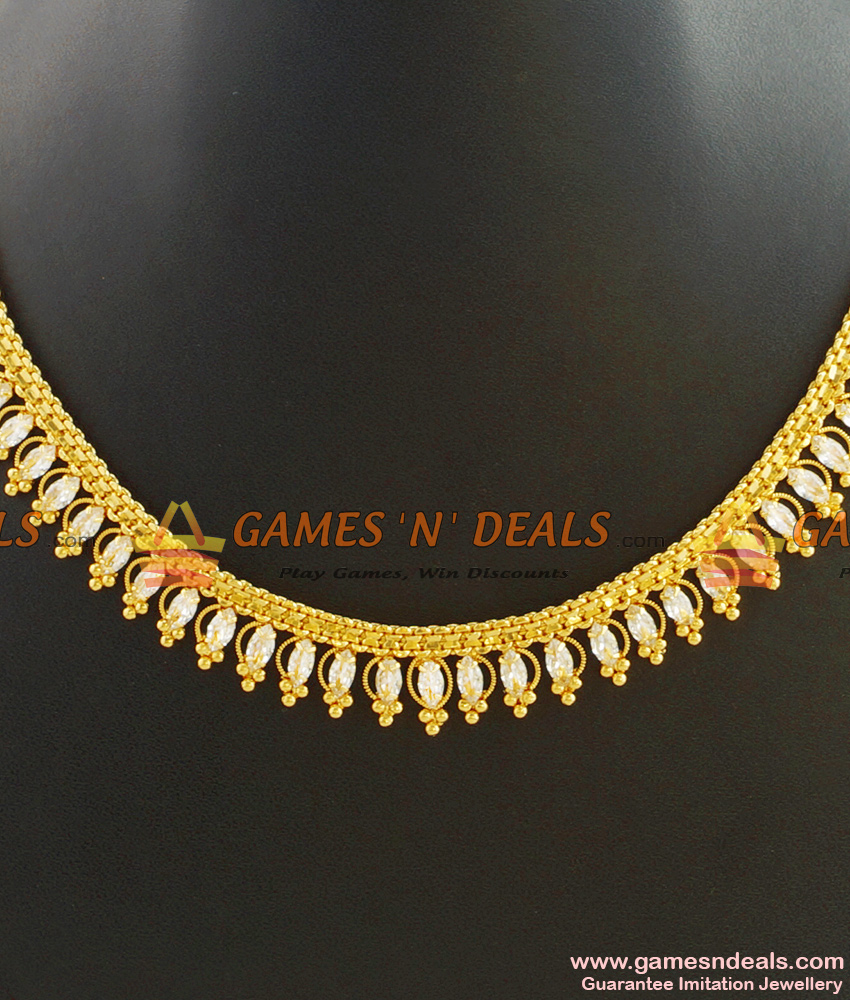 Grand Bridal White AD Stone Necklace Handmade Jewelry NCKN409 Grand Bridal White AD Stone Necklace Handmade Jewelry NCKN409