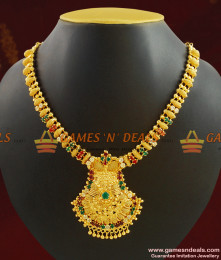 Grand Kerala Necklace Design Ruby Stone Handcrafted Jewelry NCKN410