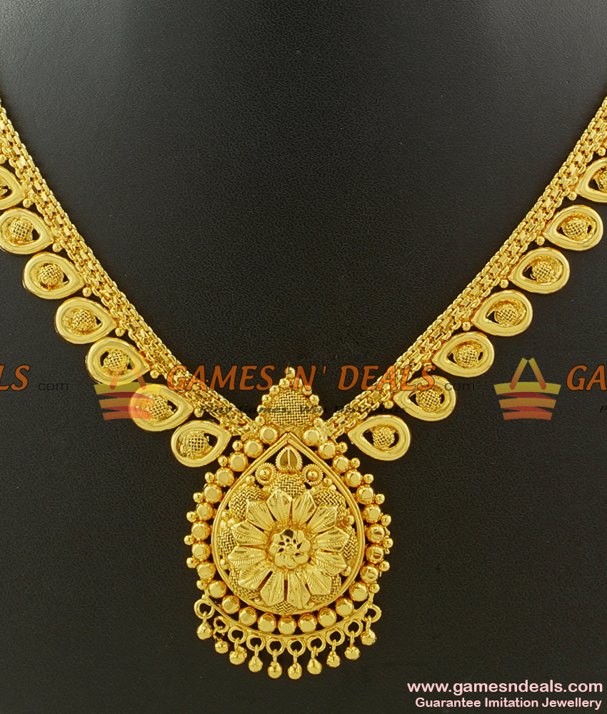 Lotus Leaf Plain Necklace set Party Wear Artificial Jewelry for Women NCKN424