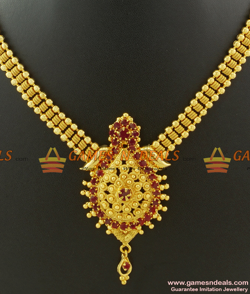 One Year Guarantee Kerala Imitation Necklace Designs for Women NCKN426
