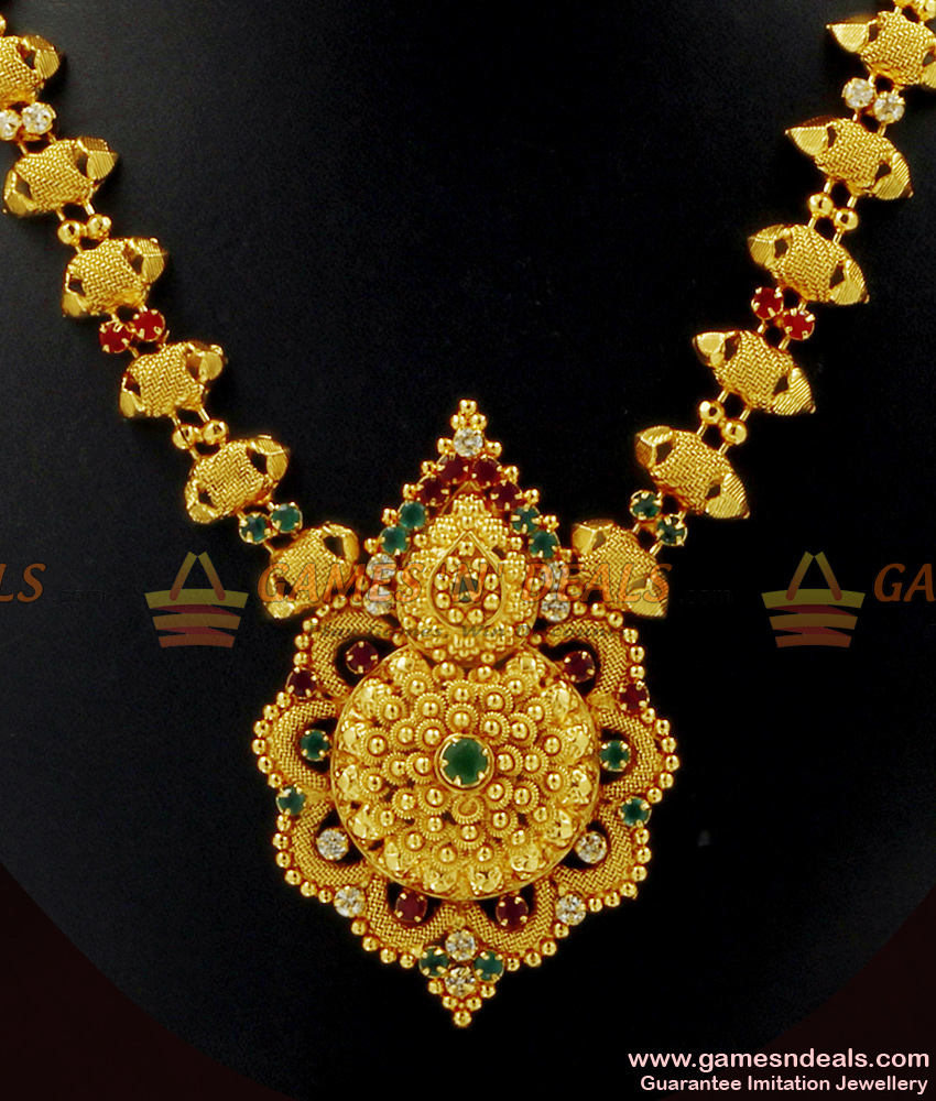 Heavy MultiStone Bridal Necklace Set for Women NCKN437 Heavy MultiStone Bridal Necklace Set for Women NCKN437