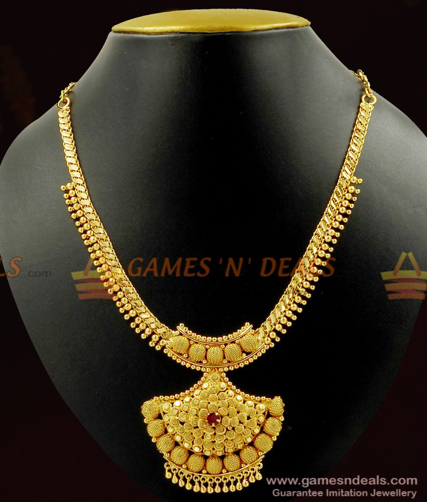 Heavy Weight Handmade Ruby Stone Beaded Gold Necklace NCKN452 Heavy Weight Handmade Ruby Stone Beaded Gold Necklace NCKN452