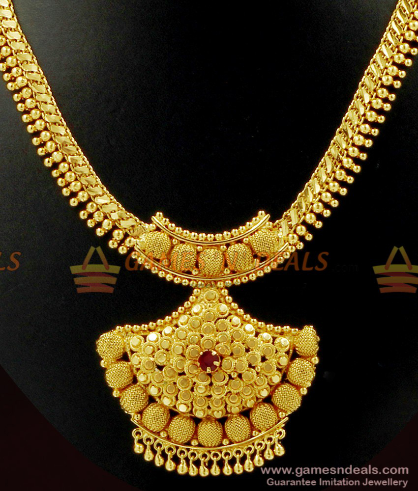 Heavy Weight Handmade Ruby Stone Beaded Gold Necklace NCKN452 Heavy Weight Handmade Ruby Stone Beaded Gold Necklace NCKN452