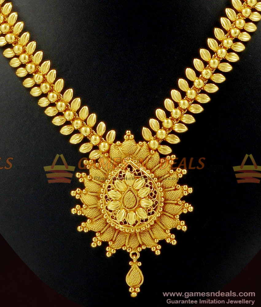 Romanian Design Lotus Leaf Real Gold Pattern Necklace NCKN457