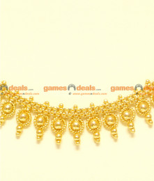 NCKN48 - Gold Plated Antique Attigai Ttraditional Beaded Simple Choker Necklace