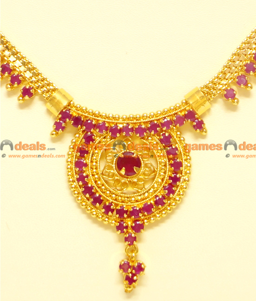 NCKN50 - Semi Precious Party Wear Ruby Necklace Kerala Design