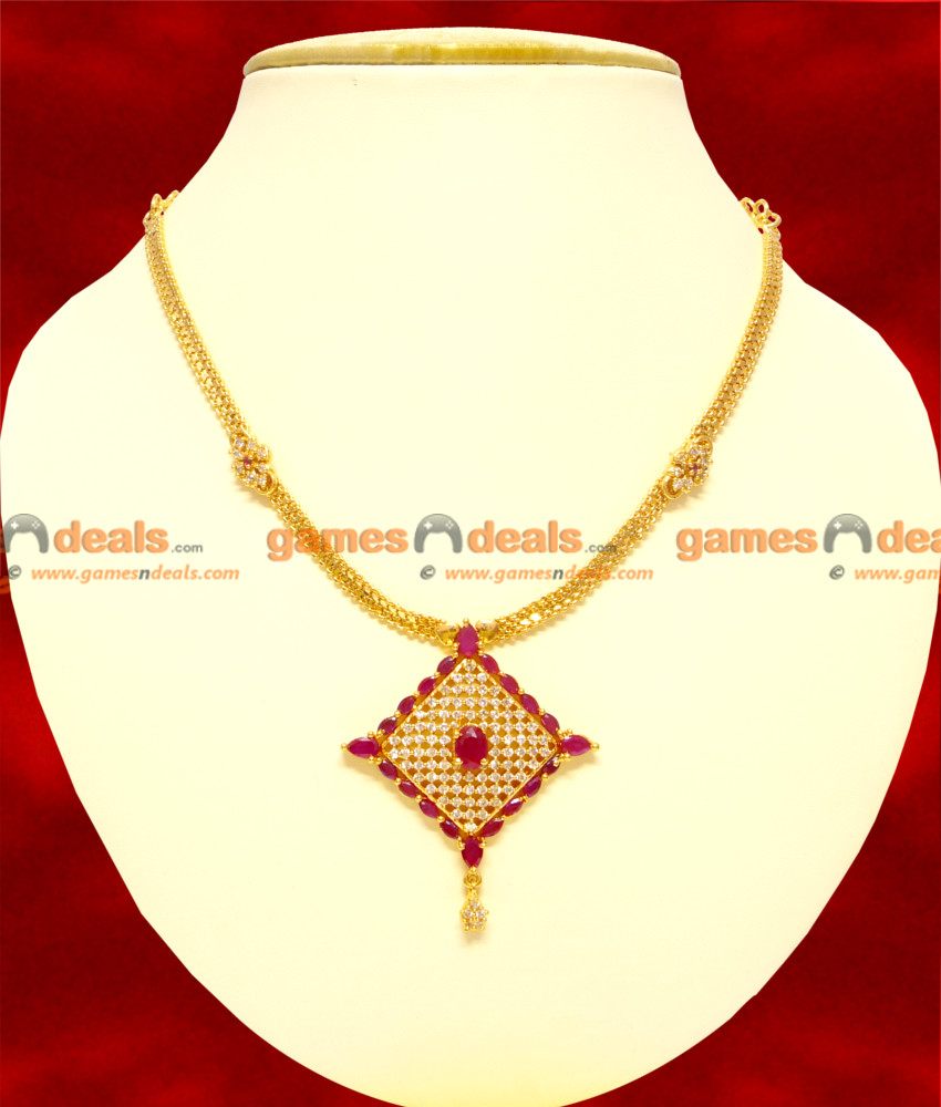 NCKN52 - Gorgeous Party Wear Attractive Zircon Stone Ruby Dollar Necklace