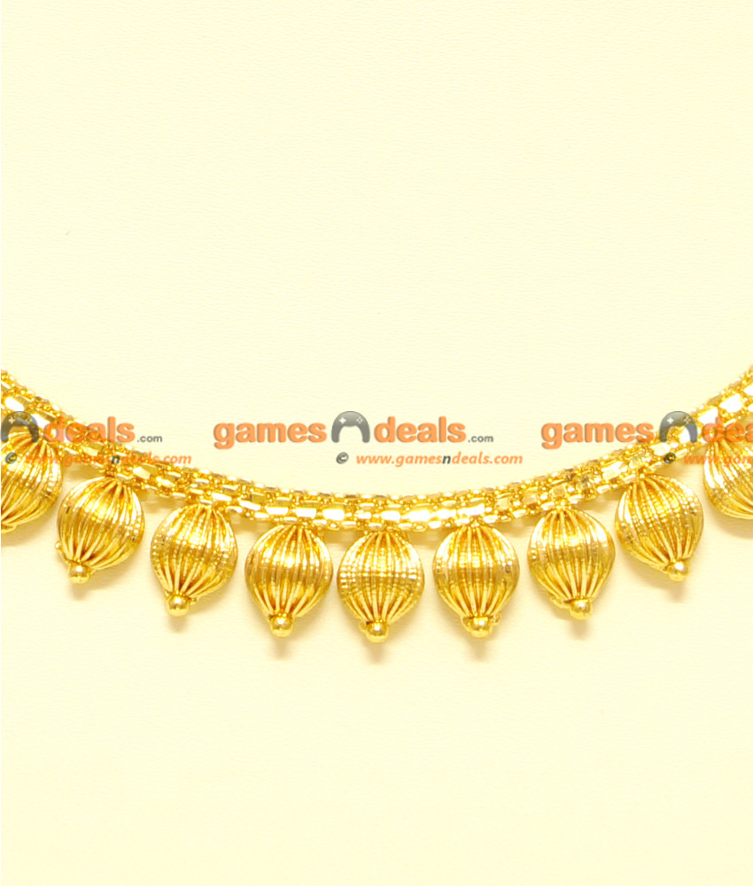 NCKN73 - Gold Plated Beaded Kerala Necklace Unique Party Wear Choker Design