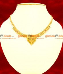 NCKN75 - Children Necklace Gold Plated Beaded Attigai Unique Choker Design