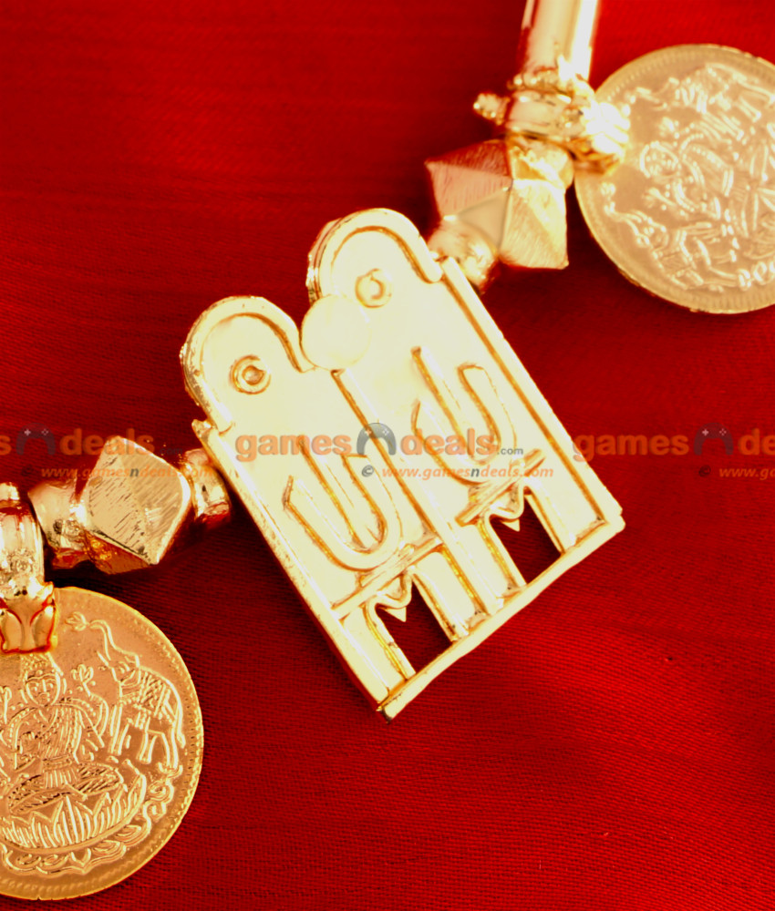 THAL06 Gold Plated Jewelry Sivaling Lakshmi Kasu Thali South Indian Mangalsutra Set