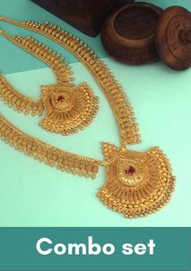 One gram gold haram necklace combo set designs