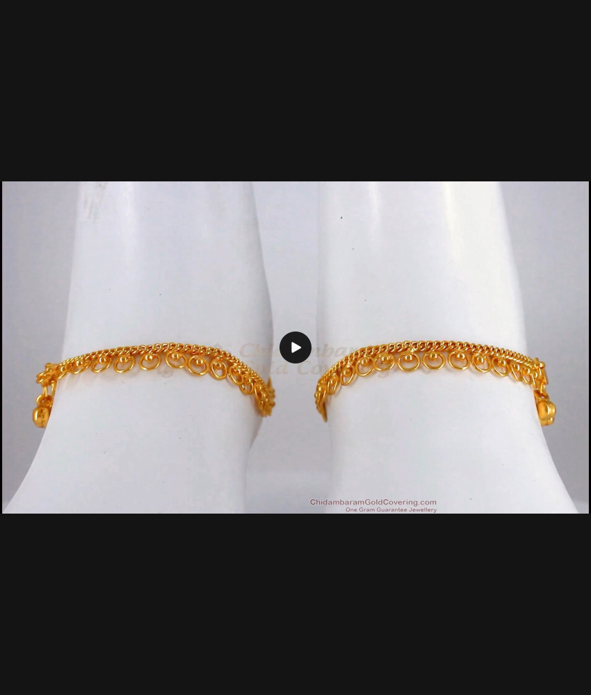 10.5 Inch One Gram Gold Chain Type Anklets For Daily Wear ANKL1153 10.5 Inch One Gram Gold Chain Type Anklets For Daily Wear ANKL1153