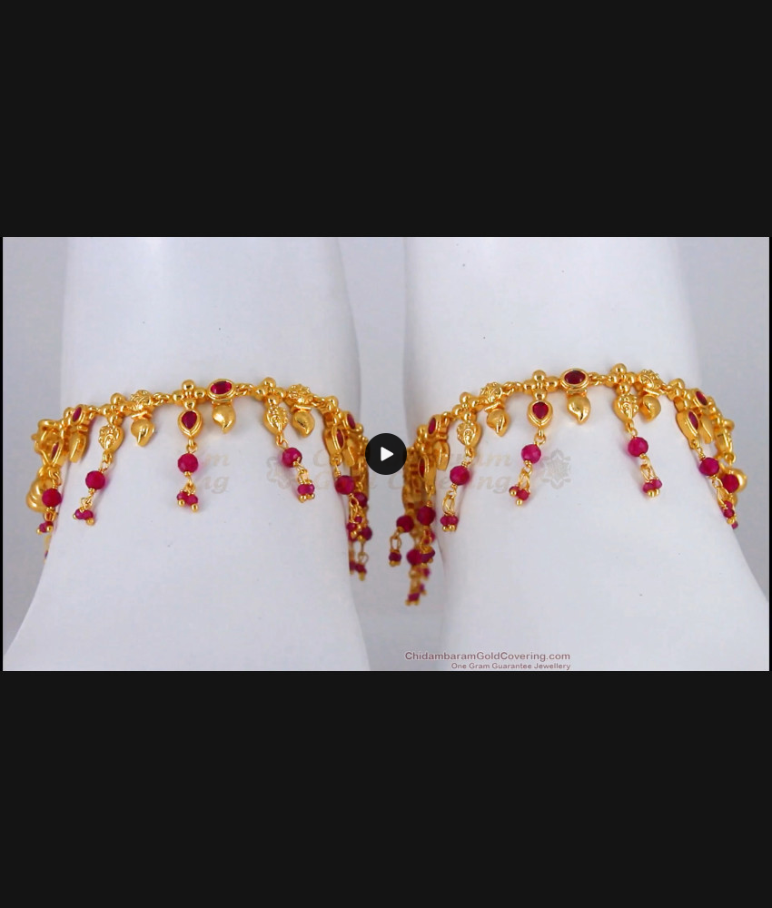 10 Inch Red Kemp Stone Gold Anklet Wedding Collection ANKL1166 10 Inch Red Kemp Stone Gold Anklet Wedding Collection ANKL1166