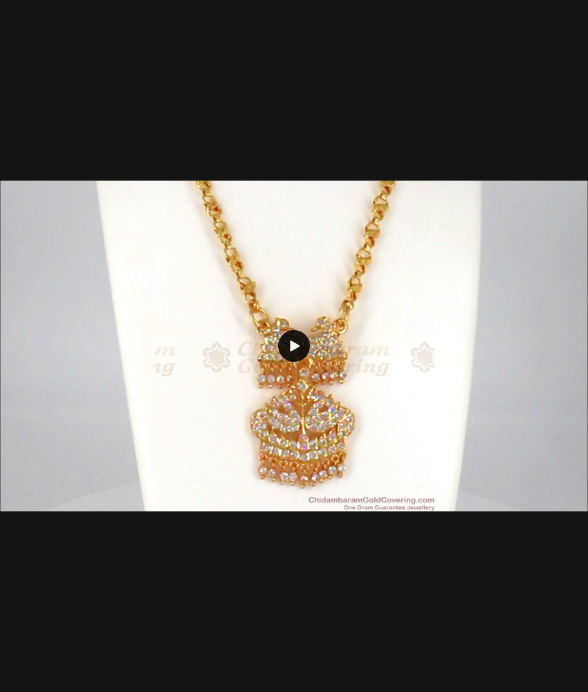 White Stone Peacock Impon Gold Dollar Chain Collections BGDR678 White Stone Peacock Impon Gold Dollar Chain Collections BGDR678