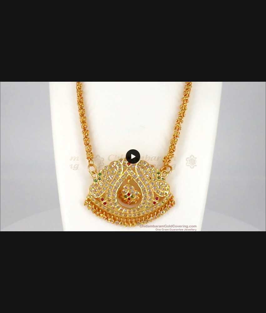 Latest Impon Multi Color Stones Gold Dollar Chain For Ladies BGDR680 Latest Impon Multi Color Stones Gold Dollar Chain For Ladies BGDR680